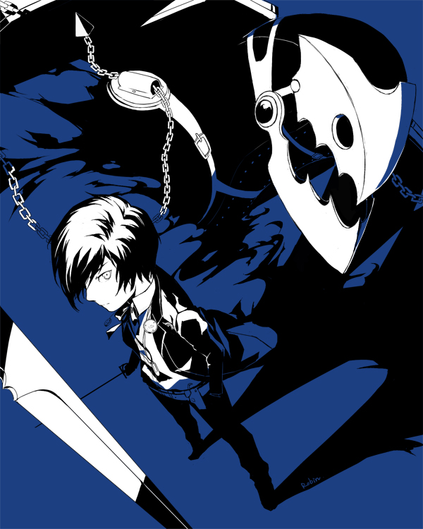 yuuki makoto and thanatos (persona and 1 more) drawn by robinexile