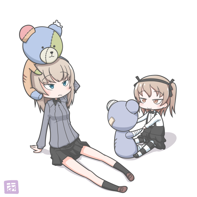 itsumi erika, shimada arisu, and boko (girls und panzer) drawn by adachi_fumio