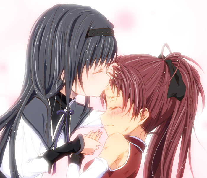 akemi homura and sakura kyoko (mahou shoujo madoka magica) drawn by keito_(kandnext)