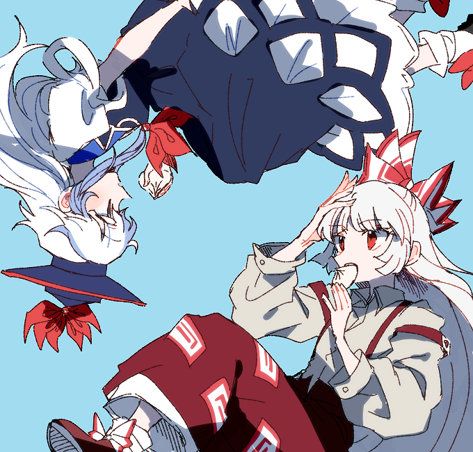fujiwara no mokou and kamishirasawa keine (touhou) drawn by itomugi-kun