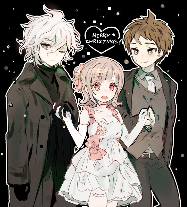 nanami chiaki, komaeda nagito, and hinata hajime (danganronpa and 1 more) drawn by otohime_(kk23maa)