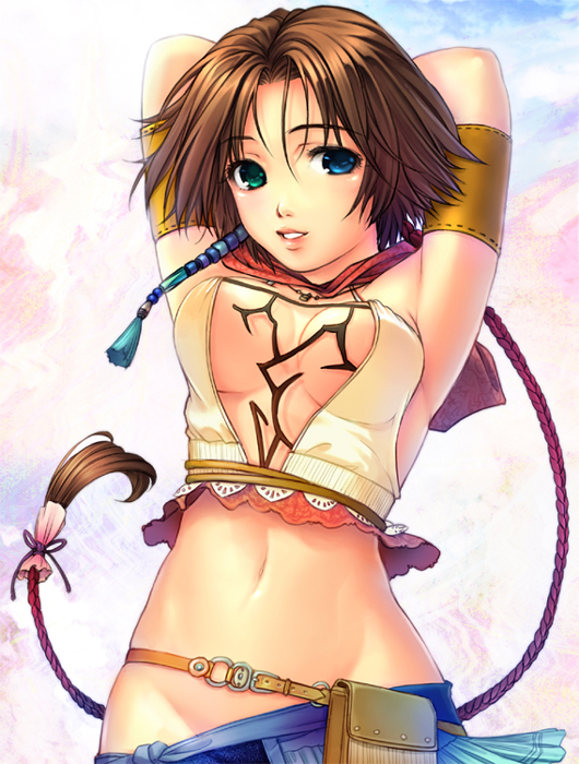 yuna and gunner (final fantasy and 2 more) drawn by yoko_juusuke