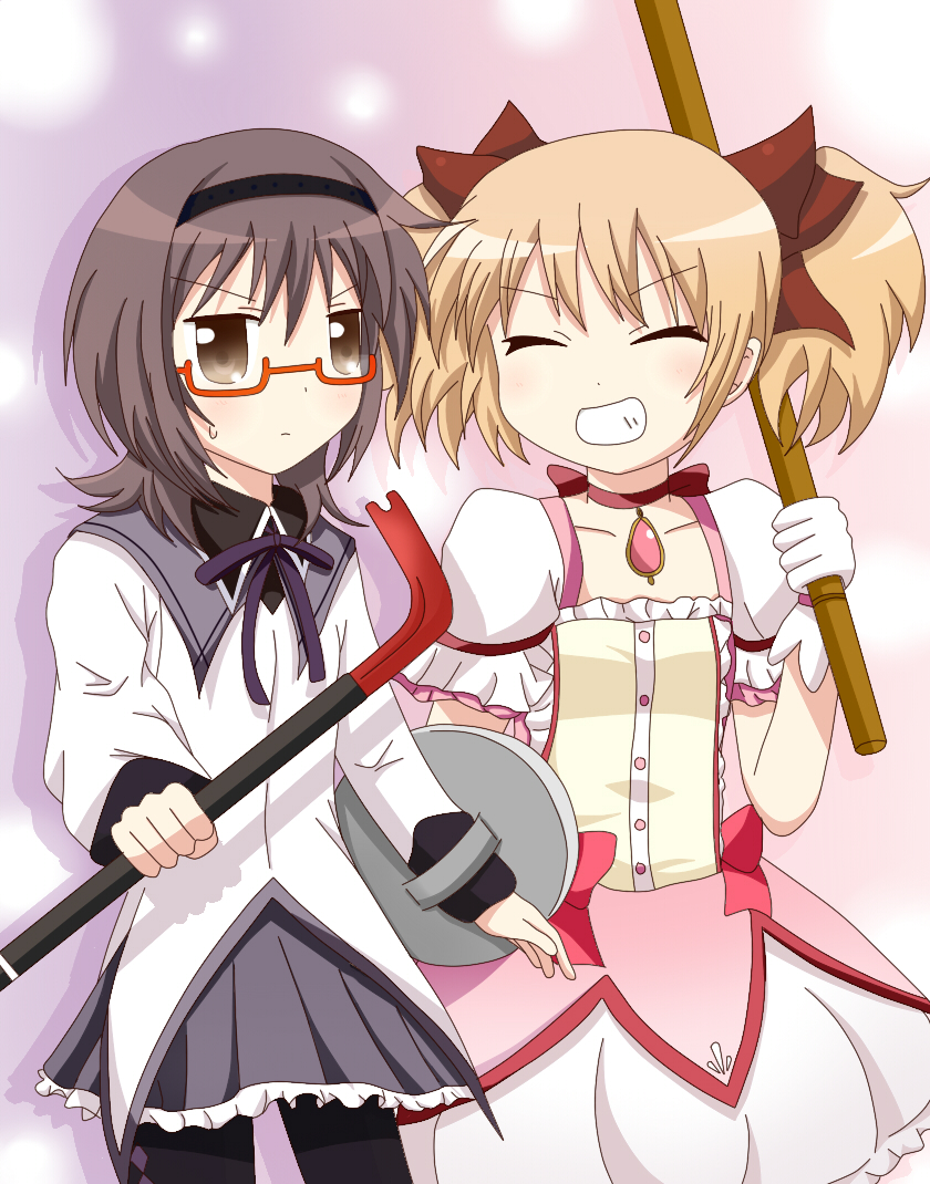 akemi homura, kaname madoka, toshinou kyouko, and funami yui (mahou shoujo madoka magica and 1 more) drawn by watage_modoki