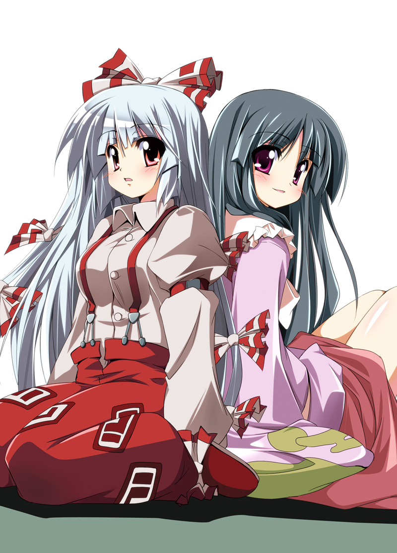fujiwara no mokou and houraisan kaguya (touhou) drawn by sen_(astronomy)