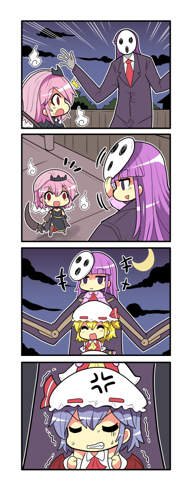 remilia scarlet, flandre scarlet, patchouli knowledge, saigyouji yuyuko, and mori calliope (touhou and 2 more) drawn by colonel_aki