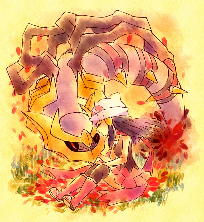 dawn and giratina (pokemon and 1 more) drawn by kabocha_torute