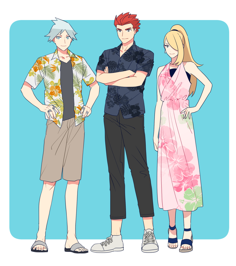 cynthia, steven stone, and lance (pokemon and 3 more) drawn by y_(036_yng)