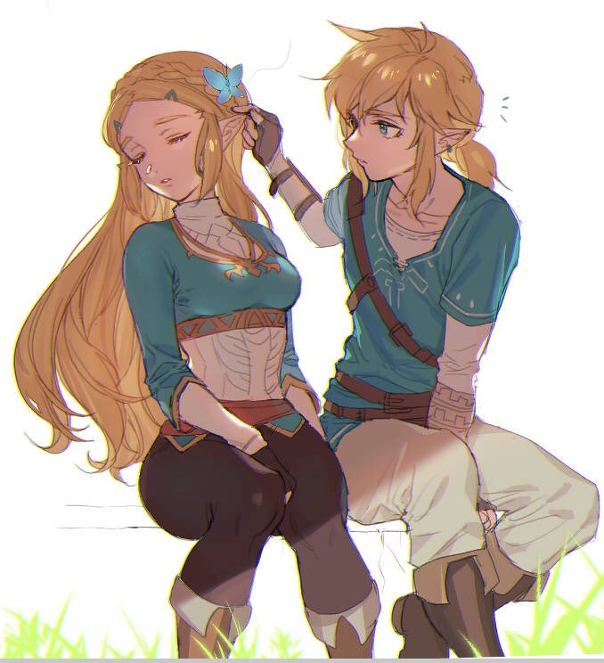 link and princess zelda (the legend of zelda and 1 more) drawn by zuizi