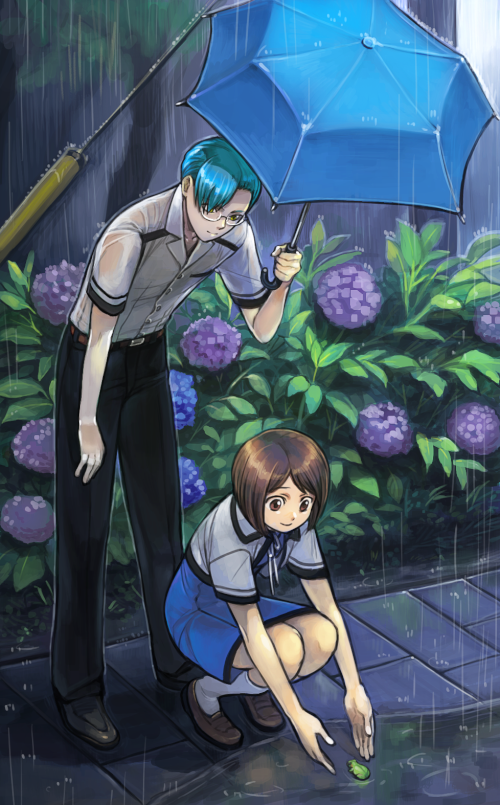 protagonist and hikami itaru (tokimeki memorial and 2 more) drawn by piyo