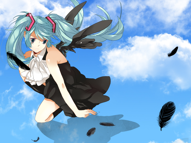 hatsune miku (vocaloid and 1 more) drawn by hatsuko