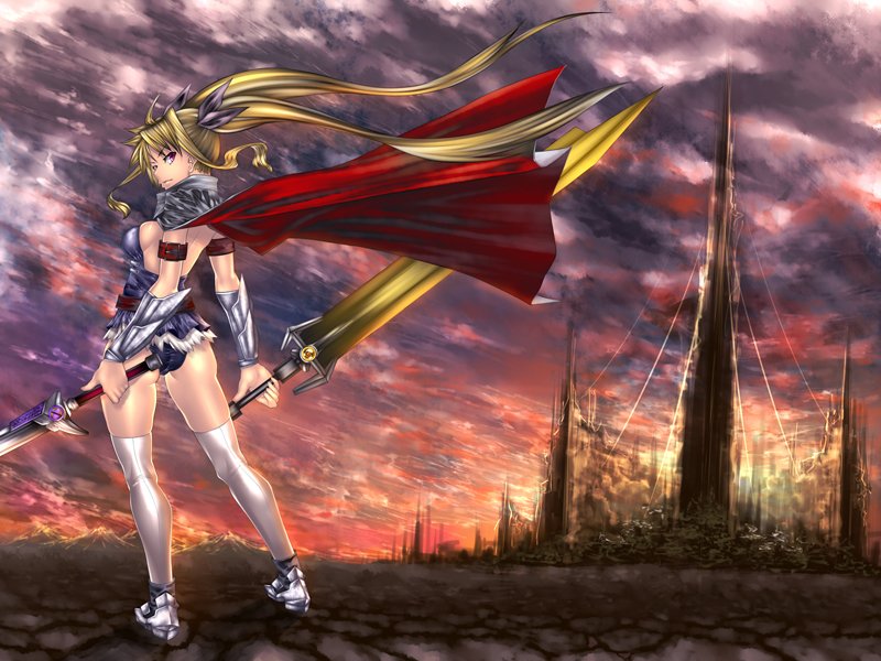 fate testarossa, bardiche, and laevatein (lyrical nanoha and 1 more) drawn by tobimaru