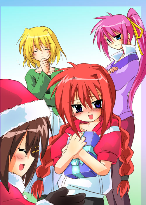 yagami hayate, vita, signum, and shamal (lyrical nanoha and 2 more) drawn by isshitaira