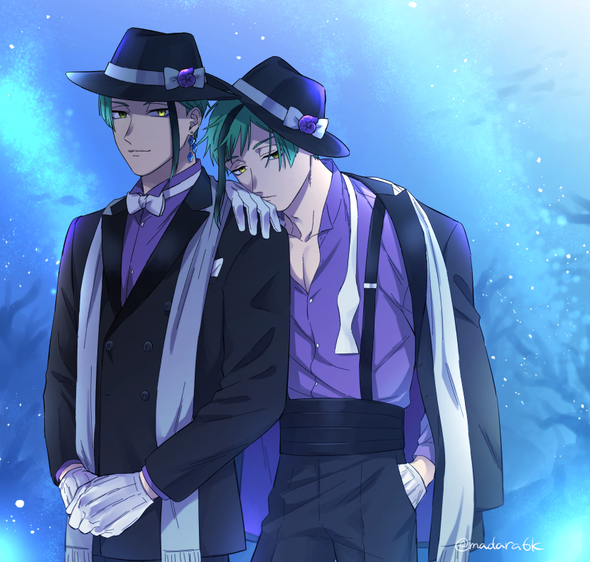 floyd leech and jade leech (twisted wonderland) drawn by madara6k