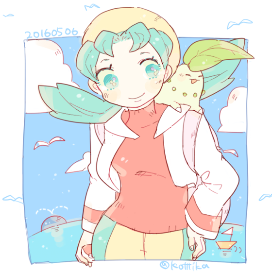 kris, chikorita, wingull, and wailmer (pokemon and 1 more) drawn by katiko