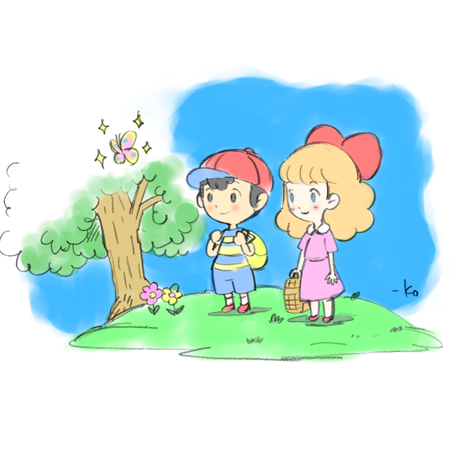 ness and paula (mother and 1 more) drawn by takeuchi_kou