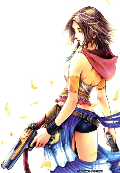 yuna and gunner (final fantasy and 2 more) drawn by nomura_tetsuya