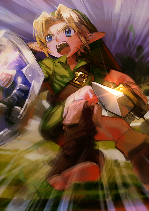 link and young link (the legend of zelda and 1 more) drawn by aoki_(fumomo)