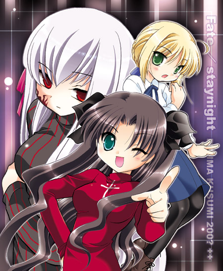 artoria pendragon, saber, tohsaka rin, matou sakura, and dark sakura (fate and 1 more) drawn by kusumi_ranma