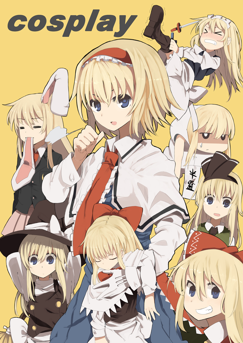 hakurei reimu, kirisame marisa, izayoi sakuya, konpaku youmu, alice margatroid, and 2 more (touhou) drawn by mieharu