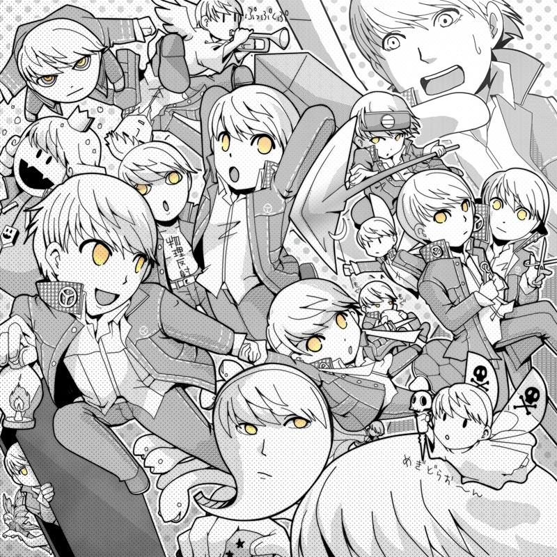 narukami yu, cu chulainn, beelzebub, king frost, ara mitama, and 5 more (persona and 1 more) drawn by tokiwa_(mukoku)