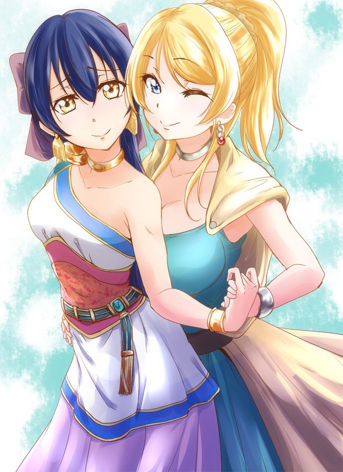 sonoda umi, ayase eli, bianca, and flora (love live! and 3 more) drawn by urutsu_sahari