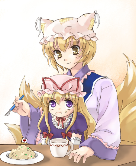 yakumo yukari and yakumo ran (touhou) drawn by coco_(artist)