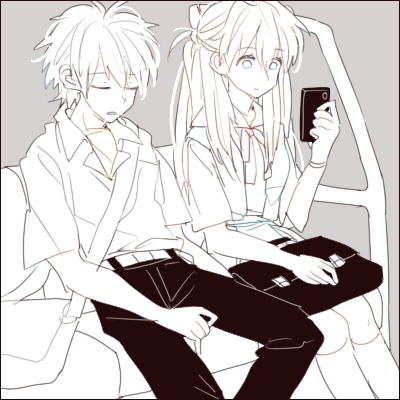 souryuu asuka langley and nagisa kaworu (neon genesis evangelion) drawn by 0930erina