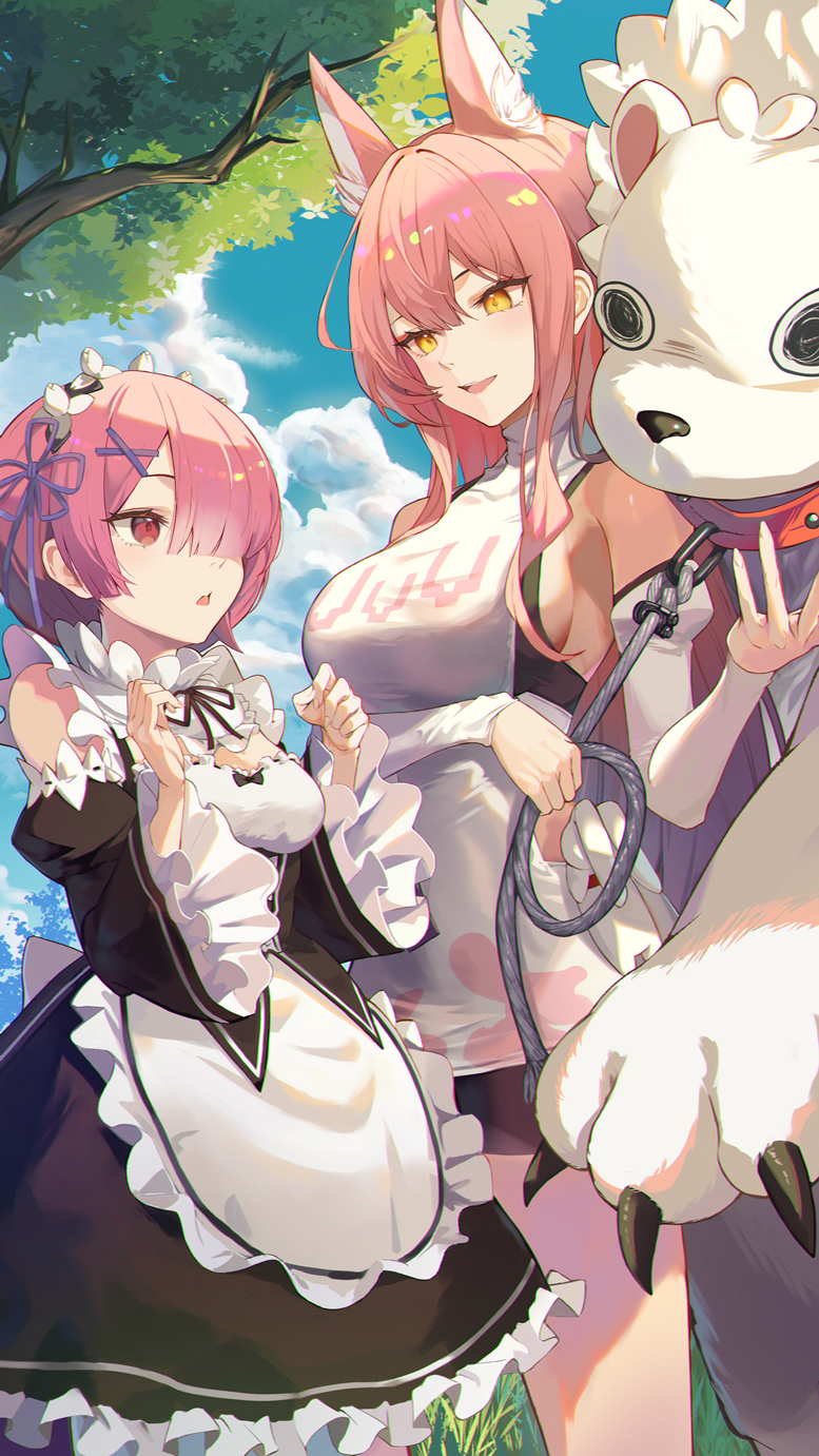 ram, leona, and timi (goddess of victory: nikke and 1 more) drawn by niac