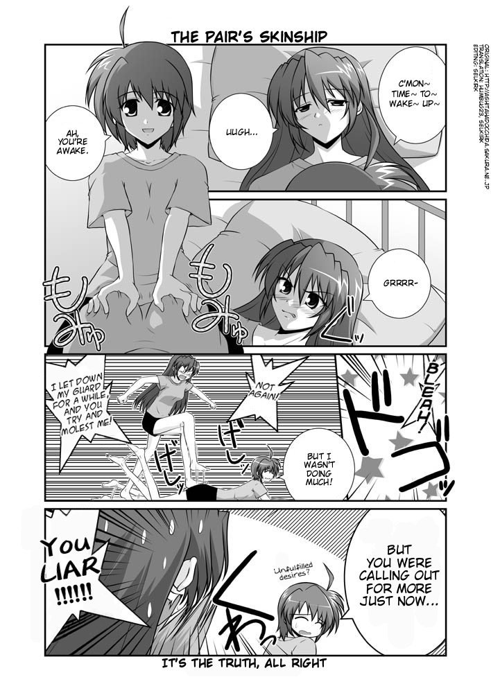 subaru nakajima and teana lanster (lyrical nanoha and 1 more) drawn by mikage_takashi