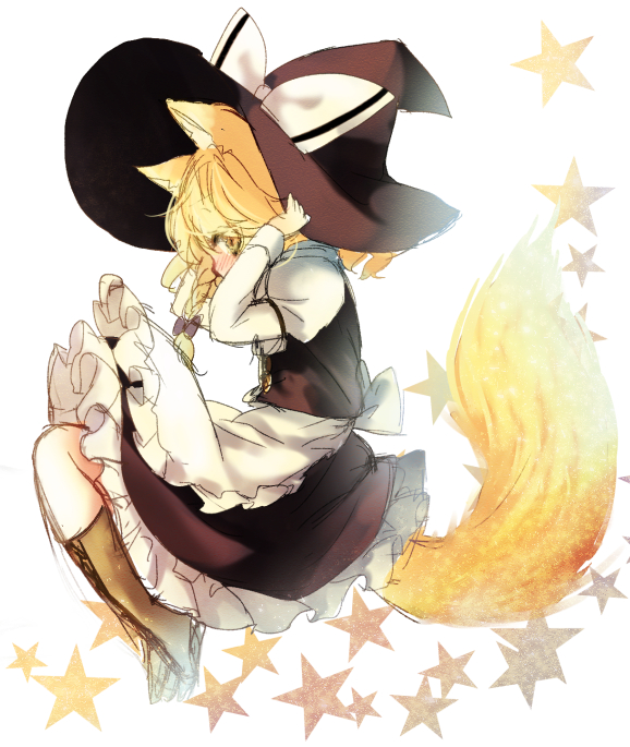 kirisame marisa and youkai fox (touhou) drawn by piyokichi
