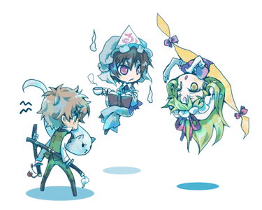 konpaku youmu, yakumo yukari, saigyouji yuyuko, c.c., lelouch vi britannia, and 1 more (touhou and 1 more) drawn by mecco