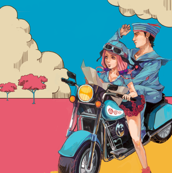 higashikata josuke and hirose yasuho (jojo no kimyou na bouken and 1 more) drawn by kaname_(emanalc)