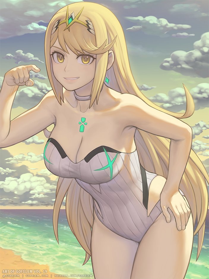 mythra (xenoblade chronicles and 1 more) drawn by gofelem