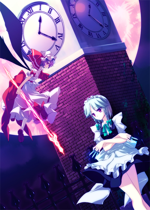 remilia scarlet and izayoi sakuya (touhou) drawn by motomiya_mitsuki