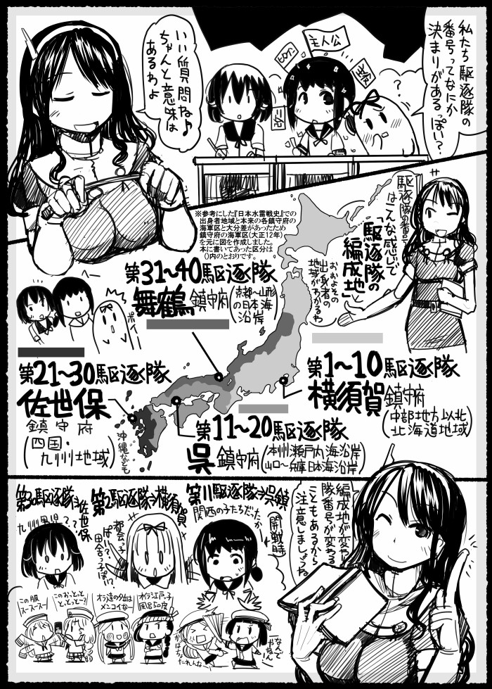 yuudachi, fubuki, fairy, ashigara, mutsuki, and 1 more (kantai collection) drawn by sakazaki_freddy