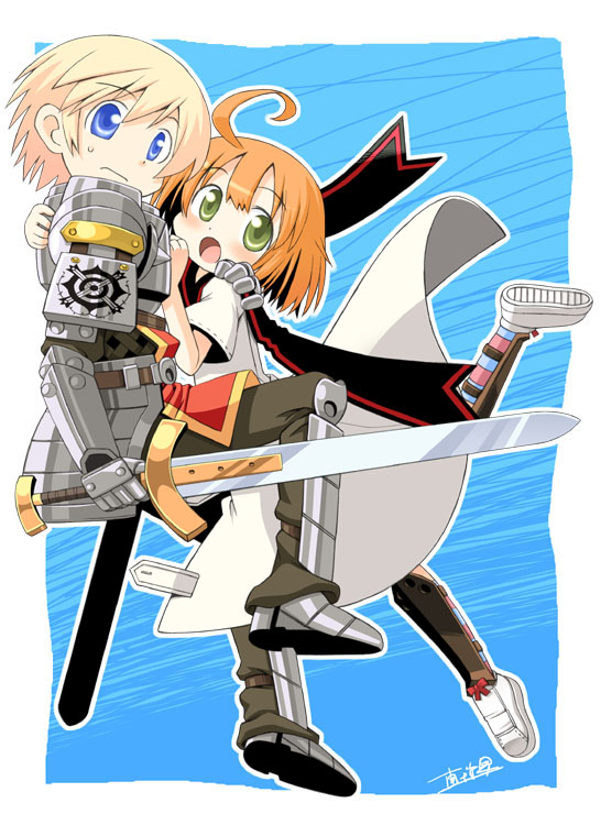 medic, paladin, medic 2, and paladin 1 (sekaiju no meikyuu and 1 more) drawn by minami_juujisei