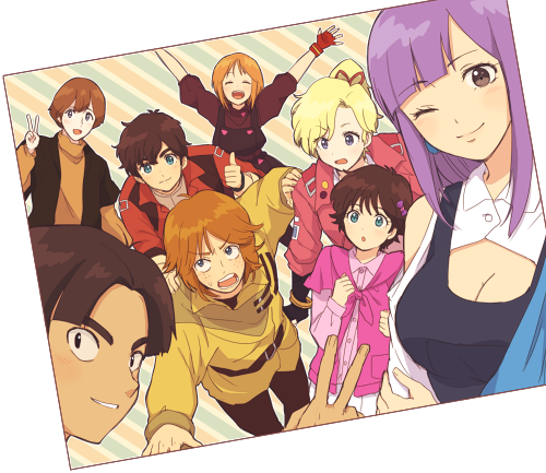 elpeo puru, judau ashta, roux louka, elle vianno, leina ashta, and 3 more (gundam and 1 more) drawn by inasaba