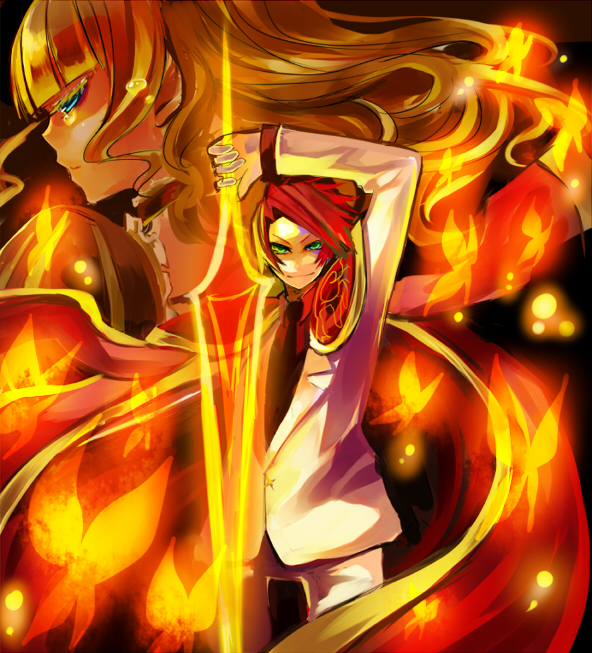 beatrice and ushiromiya battler (umineko no naku koro ni) drawn by kudan