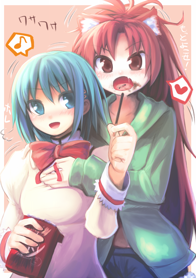 miki sayaka and sakura kyoko (mahou shoujo madoka magica) drawn by tanno_shii