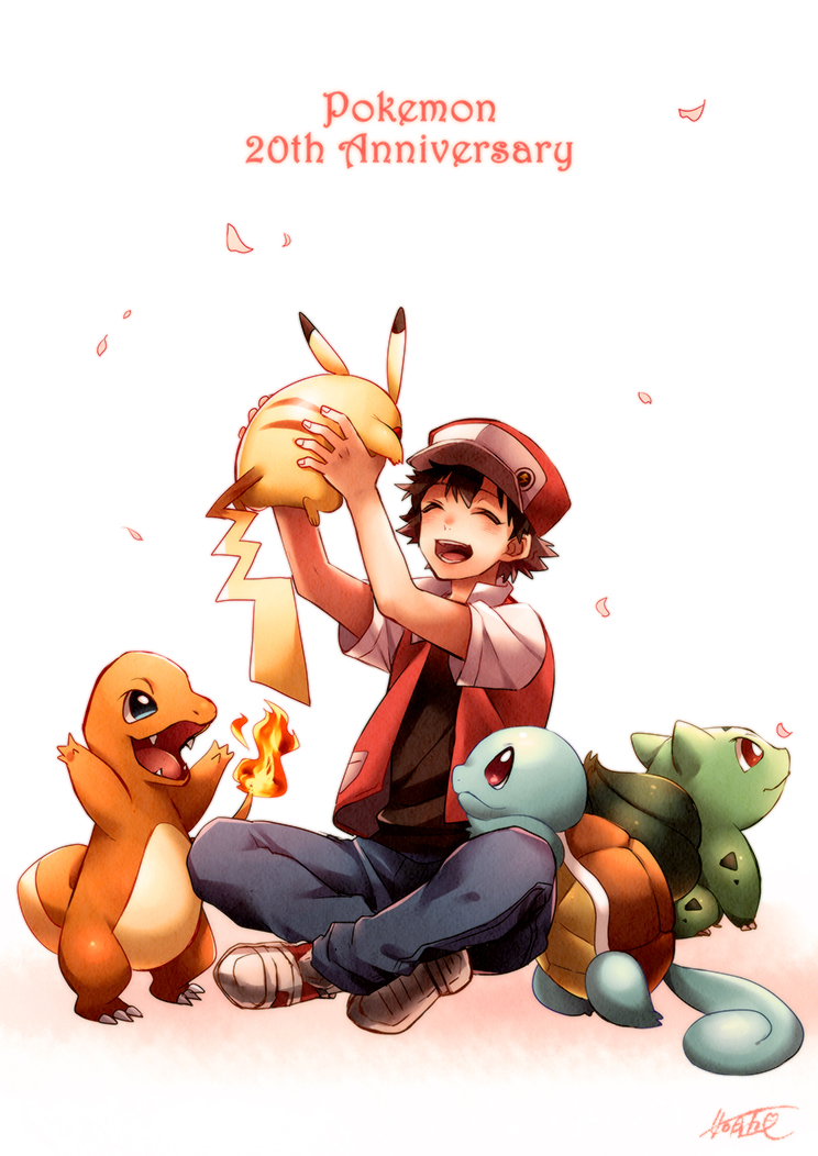 pikachu, red, bulbasaur, squirtle, and charmander (pokemon and 1 more) drawn by kisaragi_itsuka_(aufheben)