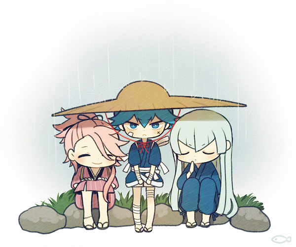 sayo samonji, souza samonji, and kousetsu samonji (touken ranbu) drawn by ayu_(mog)