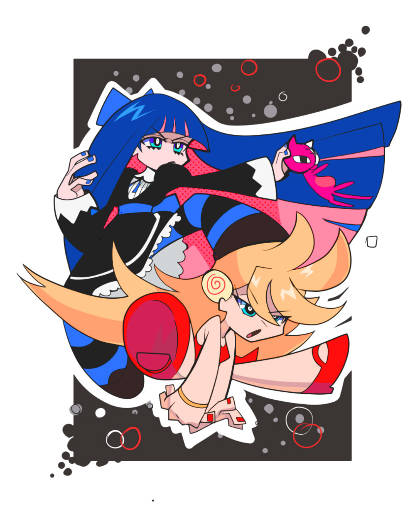 stocking, panty, and honekoneko (panty & stocking with garterbelt) drawn by phil_dragash