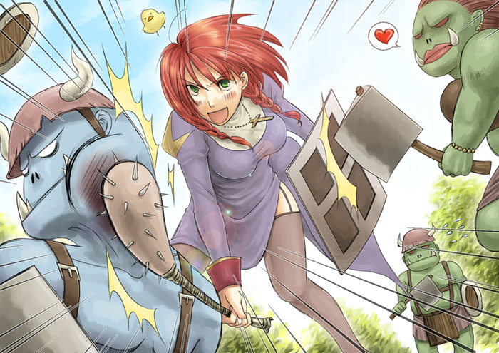 priest, orc warrior, orc lady, and high orc (ragnarok online) drawn by micoto