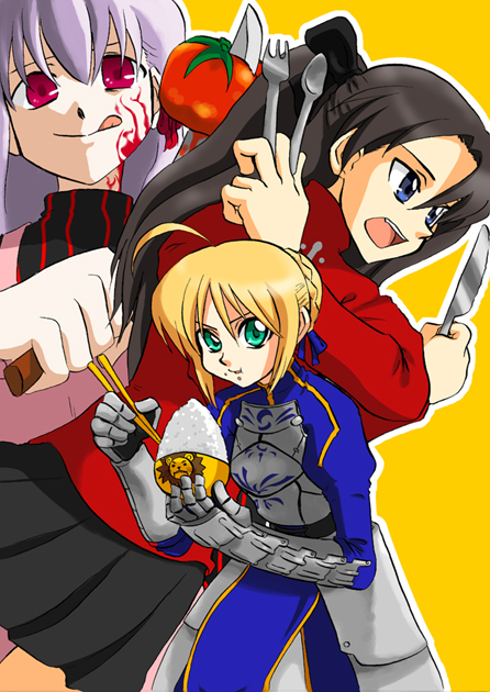 artoria pendragon, saber, tohsaka rin, matou sakura, and dark sakura (fate and 1 more) drawn by tare_(hiden_no_tare)