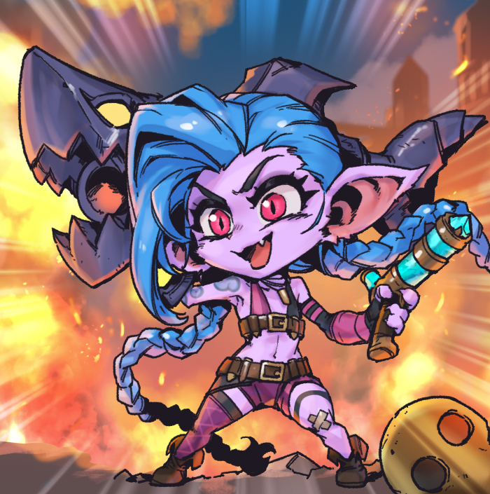 jinx and blitzcrank (league of legends) drawn by phantom_ix_row