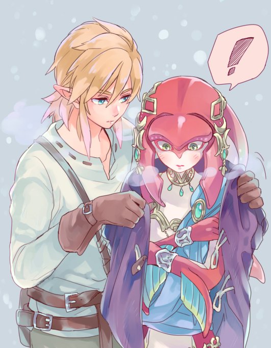 link and mipha (the legend of zelda and 1 more) drawn by aruba