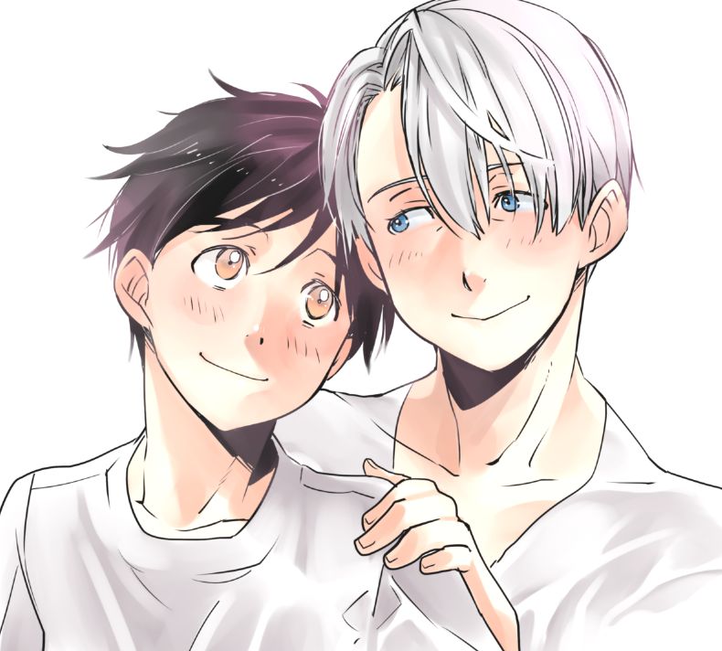 katsuki yuuri and viktor nikiforov (yuri!!! on ice) drawn by mouri