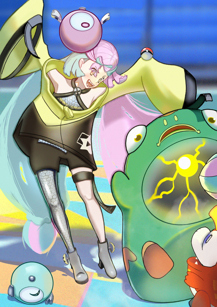 iono, fuecoco, and bellibolt (pokemon and 1 more) drawn by hiroka_23