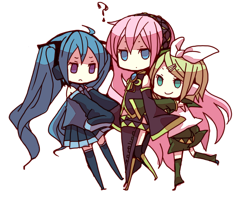 hatsune miku, kagamine rin, and megurine luka (vocaloid) drawn by niwako