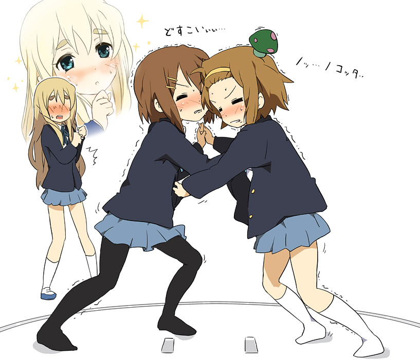 hirasawa yui, tainaka ritsu, and kotobuki tsumugi (k-on!) drawn by ixy